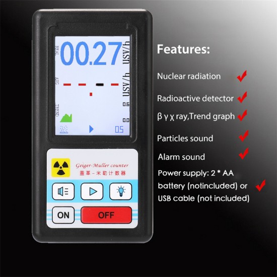 BR-6 Geiger Counter Nuclear Radiation Detector Personal Dosimeter X-ray Beta Gamma Detector Lcd Radioactivity Tester Black