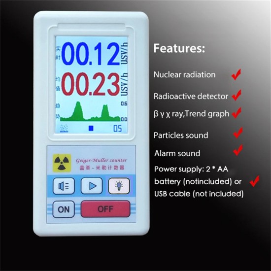 BR-6 Geiger Counter Nuclear Radiation Detector Personal Dosimeter X-ray Beta Gamma Detector Lcd Radioactivity Tester White