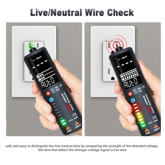 BSIDE ADMS1Q Lcd Voltage Tester Pen Non-contact AC Voltage Detector Ohm Hz Volt Continuity V-alert Voltmeter