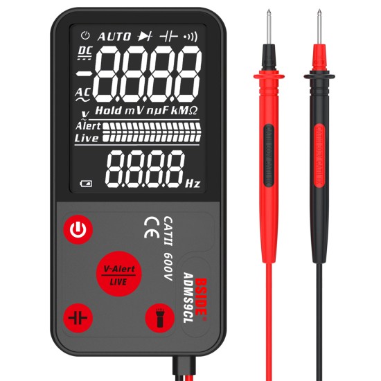 BSIDE ADMS9CL Digital Multimeter 9999 Counts Large Screen Display Portable Automatic Ohm Amp Tester