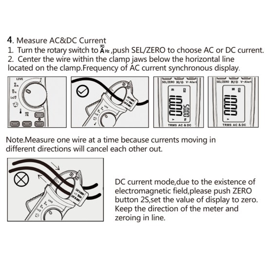 BSIDE Acm91 Digital Clamp Meter True Rms Low Impedance Dc Auto Repair Ammeter Multimeter Black