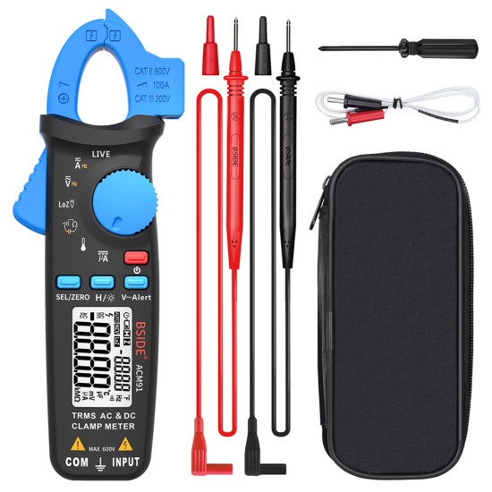 BSIDE Acm91 Digital Clamp Meter True Rms Low Impedance Dc Auto Repair Ammeter Multimeter Black