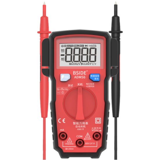 BSIDE Adms6 Mini Multimeter Smart Digital Intelligent Auto Range 6000 Counts Dmm Pocket Tester Red