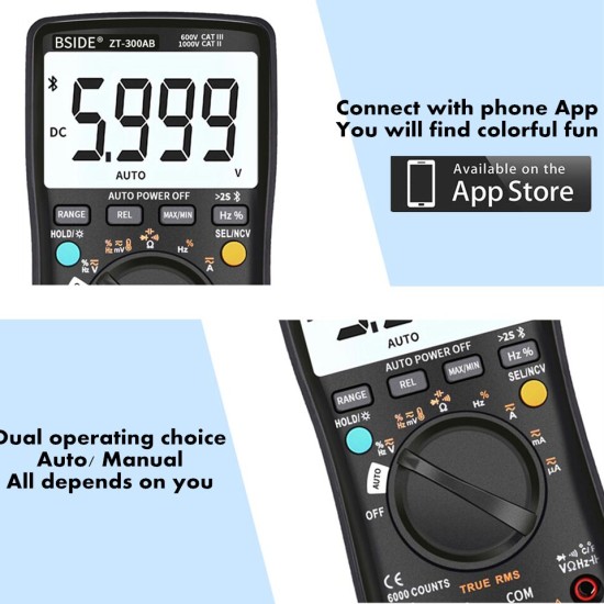 BSIDE Digital Multimeter Wireless Ammeter True RMS DIY Tool ZT-300AB