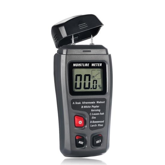 BSIDE Digital Wood Moisture Meter Humidity Tester Timber Damp Detector Gray