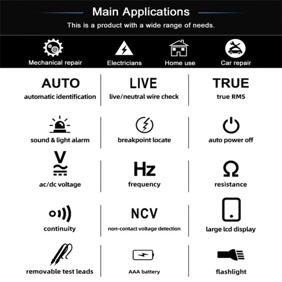 BSIDE Mini A1 Multimeter Voltage Tester Adjustable Sensitivity Dual-mode Smart Hand-held High-precision Detection