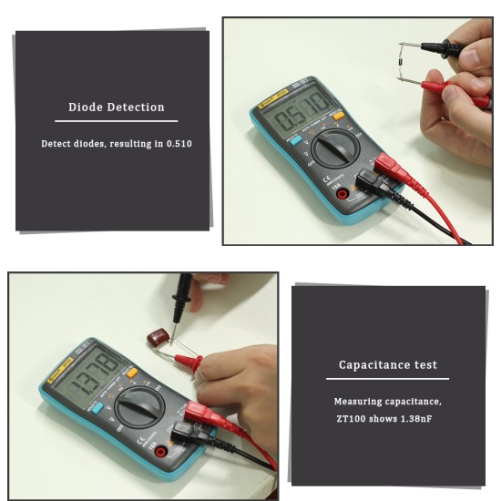 BSIDE ZT100 Digital Multimeter 4000 Counts Back Light AC/DC Voltage Ammeter Voltmeter Ohm Tester Frequency Diode Meter