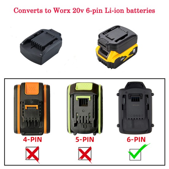 Battery Adapter Compatible for Dewalt 20v Dcb Series to Worx 20v Lithium Battery Converter