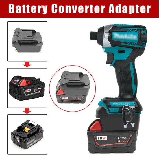 Battery Adapter Compatible for Milwaukee M18 18v Lithium Battery Converter Black