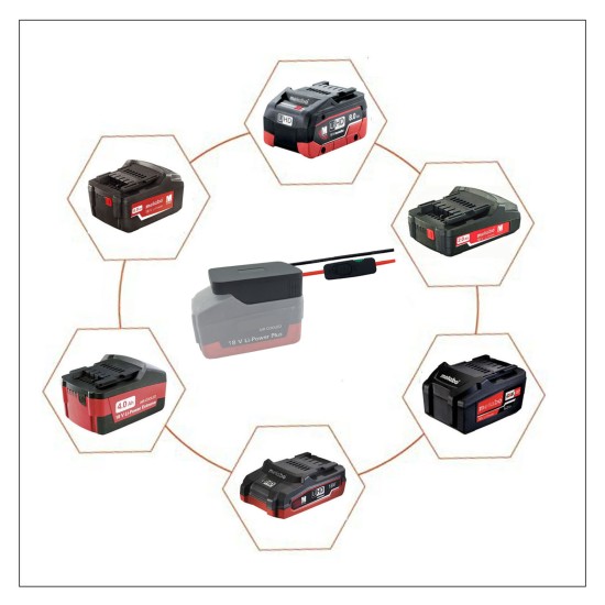 Battery Adapter for Metabo 18v Lithium Battery with Power Supply Connector Fuse Terminal for RC Toys Black