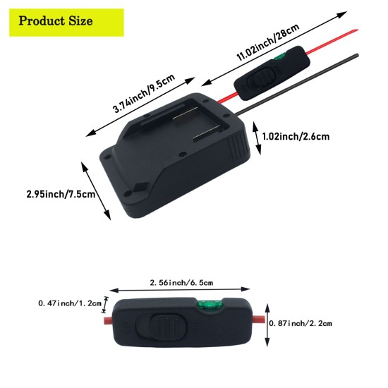 Battery Adapter for Metabo 18v Lithium Battery with Power Supply Connector Fuse Terminal for RC Toys Black