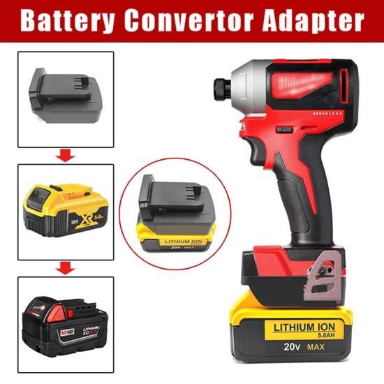 Battery Converter Compatible for Dewalt 18v/20vmax Lithium Battery Black