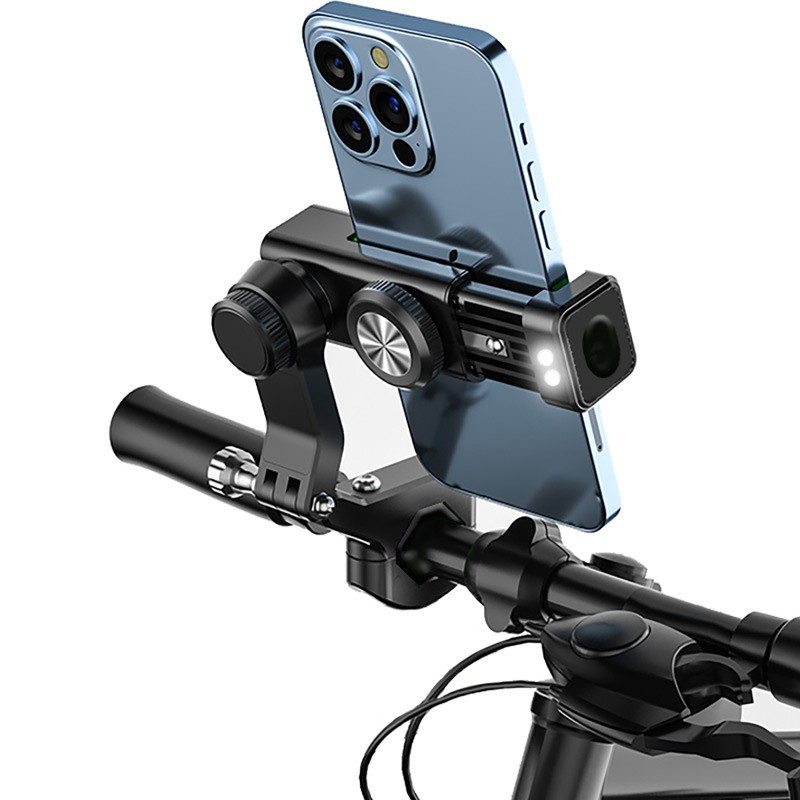 Bike Phone Mount Free Rotation Bicycle Handlebar Cell Phone Holder With 2500mAh Front Lights Spherical Compass black Handlebar with light Bike Phone Mount Free Rotation Bicycle Handlebar Cell Phone Holder With 2500mAh Front Lights Spherical Compass black Handlebar with light