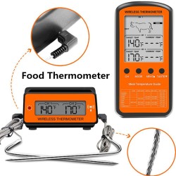 Black Wireless Remote Food Thermometer -50~300°C