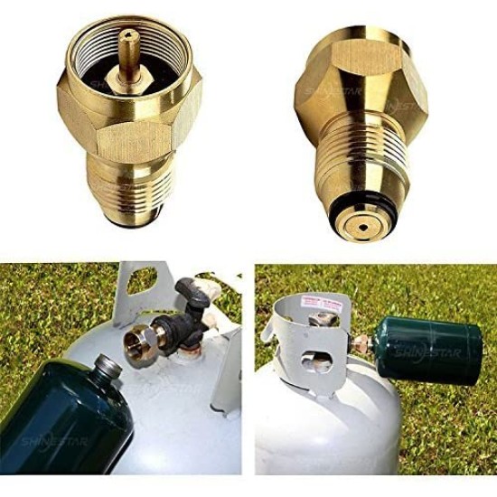 Brass 1lb Gas Cylinder Pneumatic Valve Propane Gas Tank Pressure  Adapter Golden