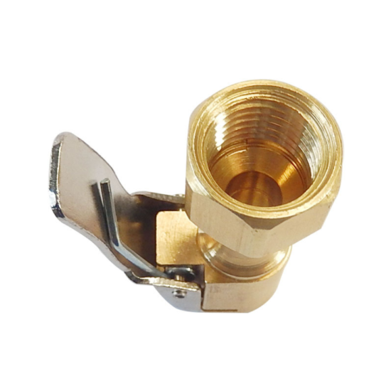 Brass Air Chuck Closed Flow Straight Tire Chuck with Lock-on Clip 13MM