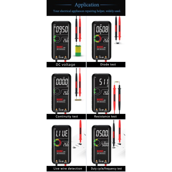 Bside-s20 Emf Digital Multimeter Radiation Detector 9999 Ac Dc Voltmeter Test Ohmmeter Black