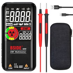 Bside-s20 Emf Digital Multimeter Radiation Detector 9999 Ac Dc Voltmeter Test Ohmmeter Black