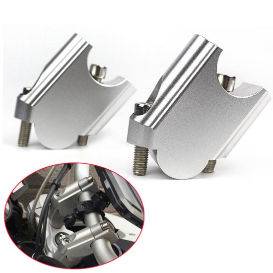 CNC Machining Handlebar Risers Bar Clamp Extend Adapter with Bolts for BMW F800R 15-17 Silver