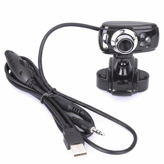 HD Webcam With Mic Night Vision Megapixel Web Cam With Clip Holder For Computer PC Laptop Desktop black