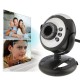 USB Video Web Camera Six Lights Night Vision Camera Computer Webcam With Mic For Pc Laptop Camera black