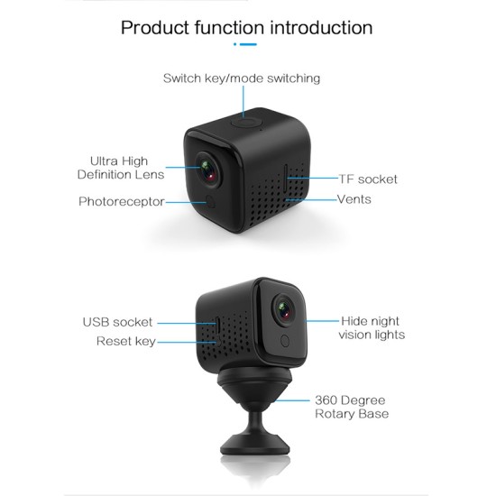 WIFI IP Camera 1920*1080P Built In Battery Wireless High Definition Cloud Storage Monitor black