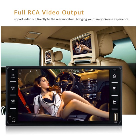 Car Radio 7-inch Audio Radio Multimedia Mp4 Mp5 Player Aux Input Mirror Link Bluetooth for Corolla Black