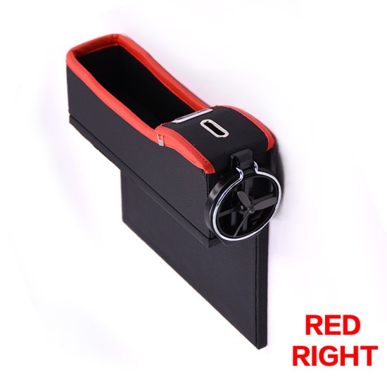 Car Seat Storage Box Cup Drink Holder Organizer Auto Gap Pocket Stowing Tidying for Phone Pad Card Coin  Black red line Deputy driving