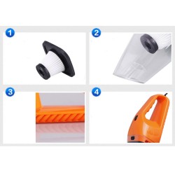 Car Vacuum Cleaner 150W 12V Portable Handheld Auto Vacuum Cleaner Wet Dry Dual Use Duster Orange