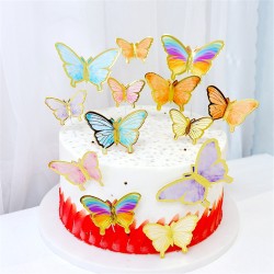 Cardboard Bronzing Cake  Decoration Butterfly Party Decorative Ornaments CP-659 off-white