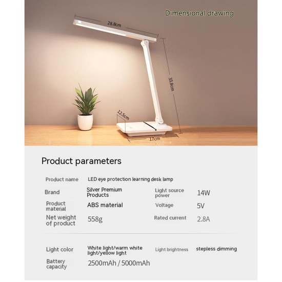 Children Led Reading Lights 390ml 3 Colors Adjustable Eye Protection Wireless Charging Desk Lamp Rechargeable