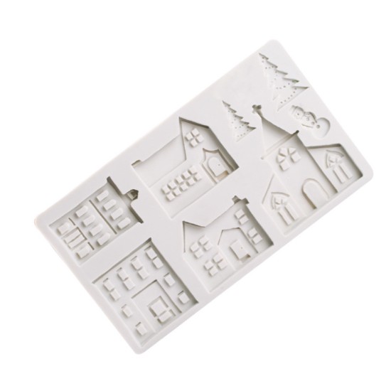 Christmas Gingerbread House Shape Silicone Mold for Fondant Cake Chocolate Decorating Tool gray