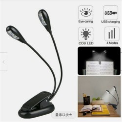 Clip-on Led Light 2pcs Arms Adjustable Dimmable Rechargeable Reading Lamp