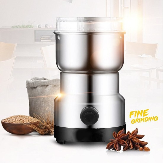 Coffee Bean Grinder - Stainless Steel Blades, Easy To Use, Safe Design