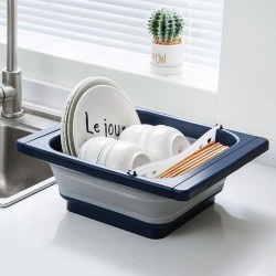 Collapsible Over-the-sink Dish  Drainer For Cooking Prework Kitchen Tool blue