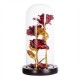 Colored  Roses  Ornaments 3 Flowers Glass-covered Gold-leaf Artifical Roses Luminous Led Night Light Creative Valentine Day Gifts Red flowers black