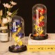 Colored  Roses  Ornaments 3 Flowers Glass-covered Gold-leaf Artifical Roses Luminous Led Night Light Creative Valentine Day Gifts Blue flowers black