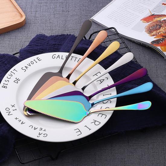 Colorful Stainless Steel Serrated Edge Cake Server Blade Cutter Pie Pizza Shovel Cake Spatula Baking Tool colorful