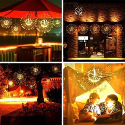 Copper Wire Firework Led Wire  Light Fairy Light Decoration Lamp With 8 Explosion Modes 120 lights (40pcs*3LED)-colorful