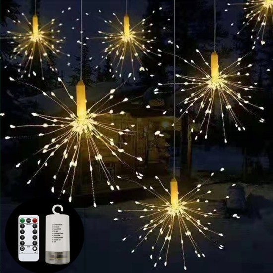 Copper Wire Firework Led Wire  Light Fairy Light Decoration Lamp With 8 Explosion Modes 120 lights (40pcs*3LED)-colorful