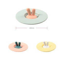 Cup  Lid Leak-proof Cartoon Rabbit Ears Shape Silicone Cup Seal Tableware Accessories Pink