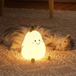 Cute Smile Silicone Led Night Light USB Charging Color-changing Eye Protective Bedside Lamp Pear Shape Colorful