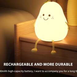 Cute Smile Silicone Led Night Light USB Charging Color-changing Eye Protective Bedside Lamp Pear Shape Colorful