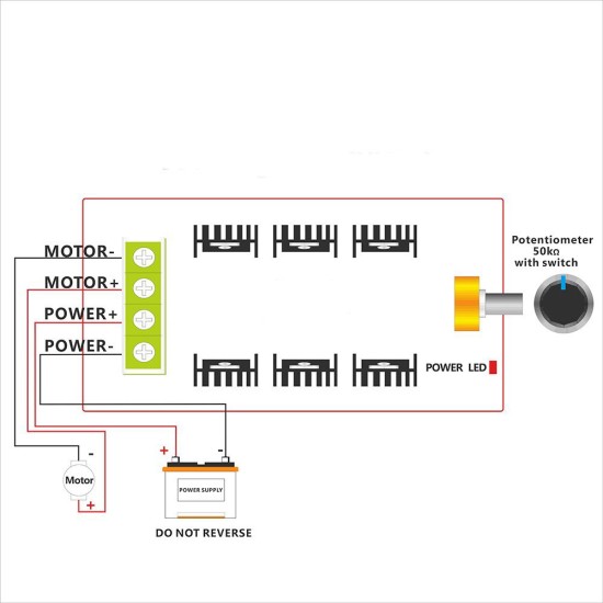 DC Motor Speed Control RC Controller 12V 24V 48V 2000W MAX 10-50V 40A PWM HHO Black