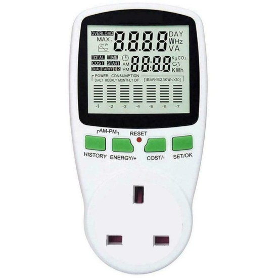 Digital Lcd Energy Power Wattmeter  Meter Wattage Analyzer Electricity Outlet Power Monitor EU plug