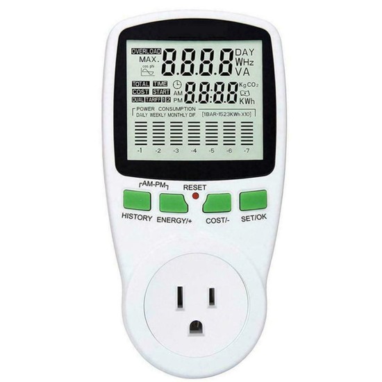 Digital Lcd Energy Power Wattmeter  Meter Wattage Analyzer Electricity Outlet Power Monitor EU plug