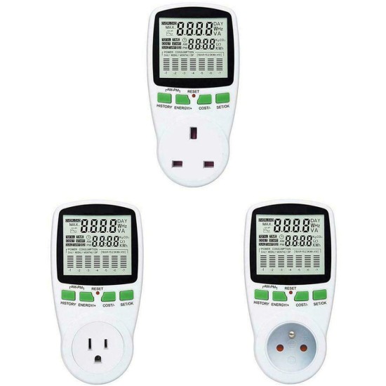 Digital Lcd Energy Power Wattmeter  Meter Wattage Analyzer Electricity Outlet Power Monitor FR plug