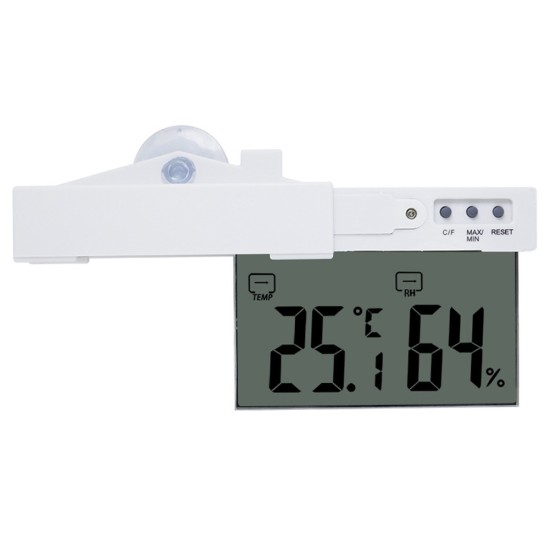 Digital Lcd Window Thermometer Hygrometer Indoor Outdoor Weather Humidity Meter With Suction Cup as picture show