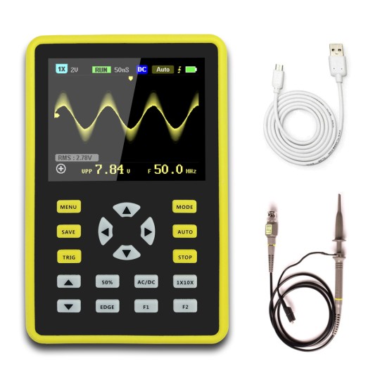 Digital Mini Oscilloscope with 100MHz Bandwidth and 500MS/s Sampling Rate with 5012H 2.4" LCD Display Screen yellow