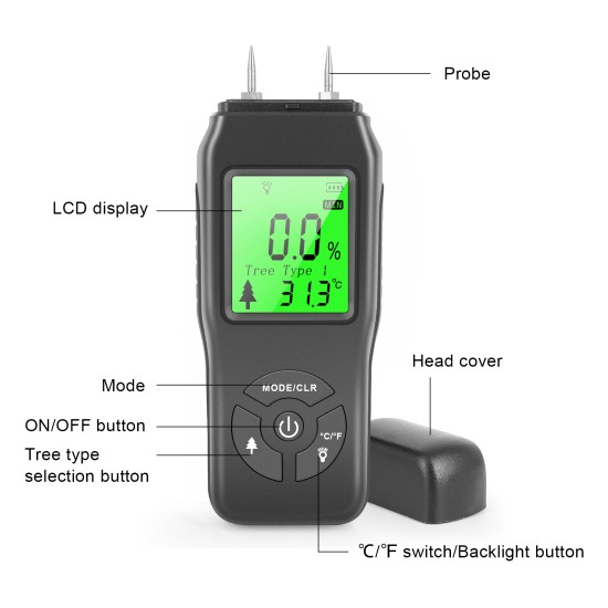 Digital Moisture Meter Water Leak Detector Lcd Display Moisture Tester